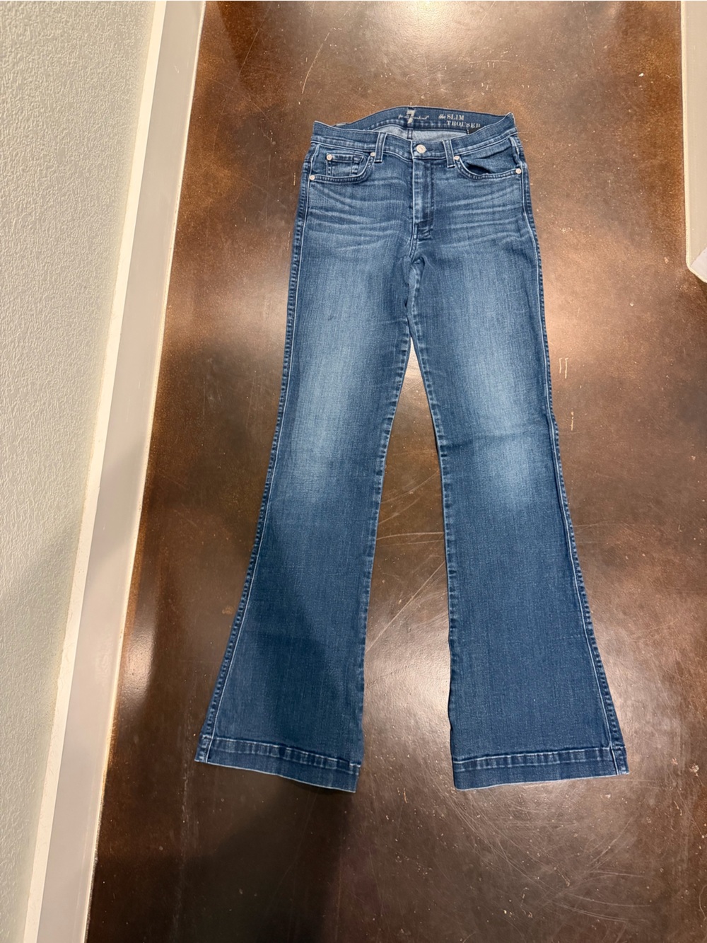 7 For All Mankind Women's Dark Blue Slim Trouser Jeans - Picture 2 of 5